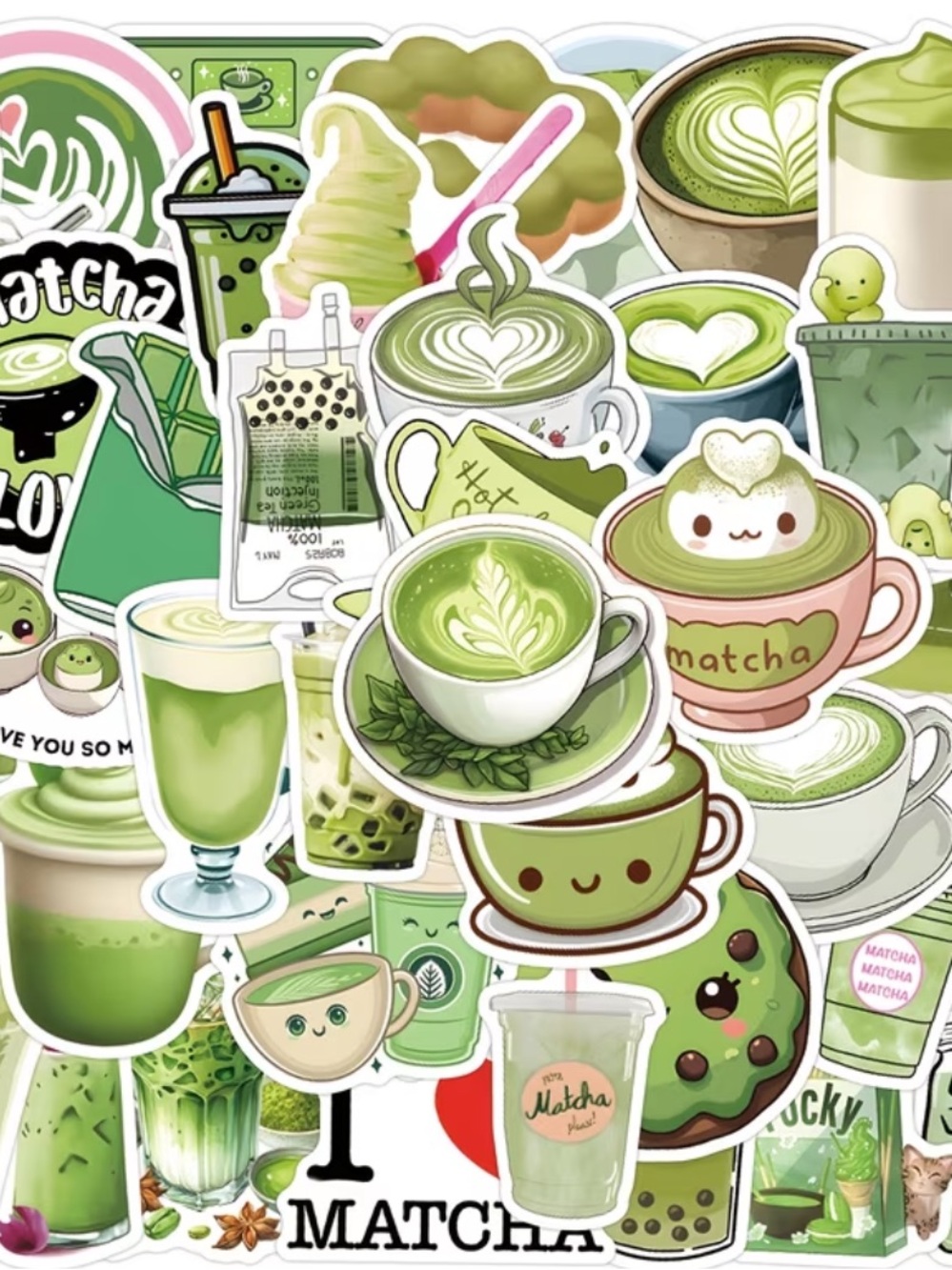 50 Matcha Aesthetic Stickers Green Tea Latte Kawaii Café Vibes 🍵🫖